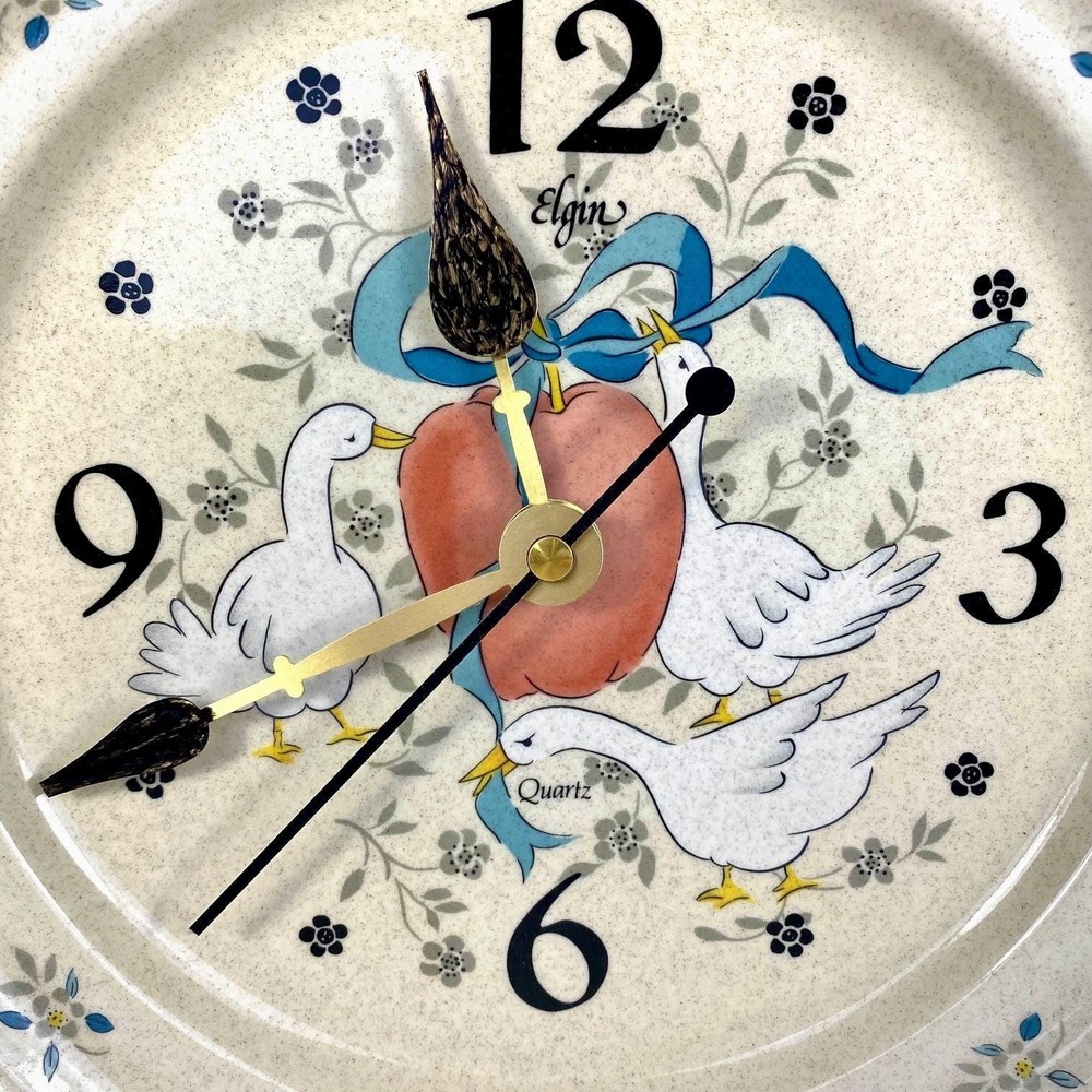 Blue Ribbon Goose Wall Clock Elgin Country Kitchen Farmhouse 1980s Marmalade - Picture 2 of 8